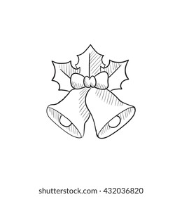 Christmas bells vector sketch icon isolated on background. Hand drawn Christmas bells icon. Christmas bells sketch icon for infographic, website or app.