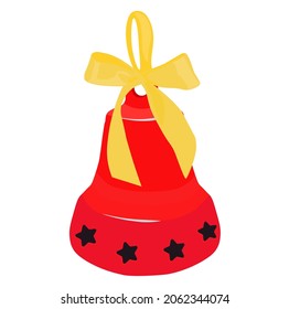 Christmas bells vector stock illustration. Red bells. Christmas tree toy. Decoration of the new year. A musical instrument. Isolated on a white background.