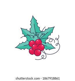 Christmas berries flat vector illustration