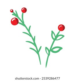 Christmas berries icon in flat style isolated on white.