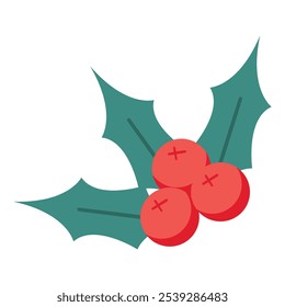 Christmas berries icon in flat style isolated on white.