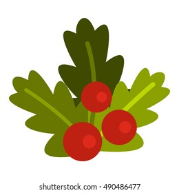 Christmas berries icon in flat style isolated on white background. New year symbol vector illustration