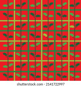 Christmas Berries Pattern For Christmas Card, Gift Wrap Design