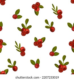 Christmas berry 3d vector seamless pattern floral holy berry red plant. 