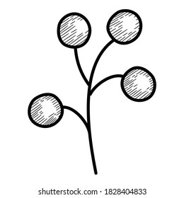 Christmas berry branch tree icon. Hand drawn and outline illustration of Christmas berry branch tree vector icon for web design