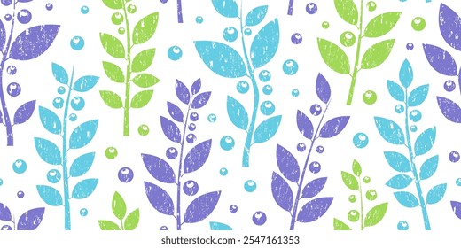 Christmas berry charcoal seamless pattern, winter grunge plant background, branch leaf chalk, crayon foliage bg, conifer paint brush decoration print. Cartoon Xmas fruit. Vector illustration