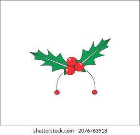 Christmas berry with leaves vector