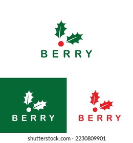 christmas berry logo. Berry holly christmas icon creative concept. vector illustration