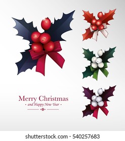 Christmas berry. Mistletoe. Vector decorative traditional ornament symbol