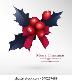 Christmas berry. Mistletoe. Vector decorative traditional ornament symbol