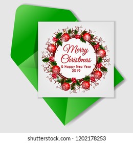 christmas berry wreath card with Christmas Chandelier