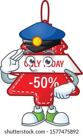 Christmas best price tag Cartoon character dressed as a Police officer