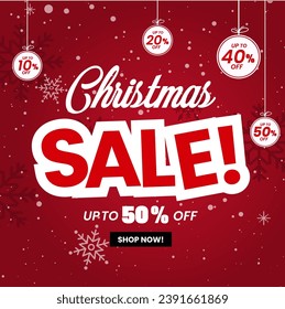 Christmas best sale special offer up to 10%, 20%, 30%, 40%, 50% off. Shop now. This weekend only. New Year Great Deals. Enjoy Merry Christmas discount, noel, Xmas, End of season. Retail Flyer, Poster.