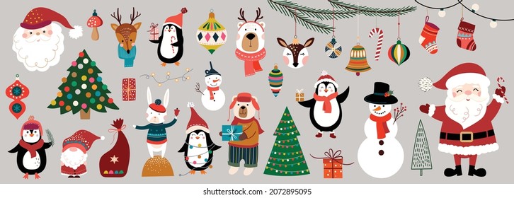 Christmas big collection with traditional elements, winter seasonal design