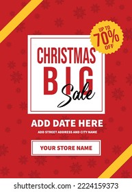 Christmas big discount sale poster flyer or social media post template design