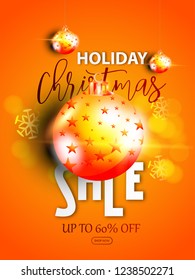 Christmas big sale, holiday sale banner, poster, template design on a winter background
