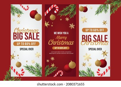 navidad de gran venta de navidad. venta de navidad enrollar banner descuento diseño de plantilla vectorial