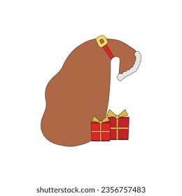 Christmas big set of elements with cookies, globe, lights, bells, balls, presents, candles, tree, wreaths. Stickers set. Vector Illustration