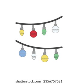 Christmas big set of elements with cookies, globe, lights, bells, balls, presents, candles, tree, wreaths. Stickers set. Vector Illustration