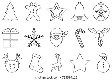 Christmas - big set of traditional decoration. Vector.