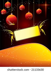 christmas billboard with golden wing / vector greeting card