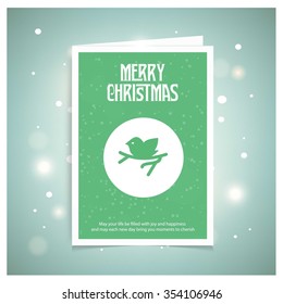 Christmas Bird Card Design. Creative Christmas typography vintage Vector background