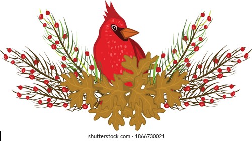 Christmas Bird Decoration Isolated on a White Background