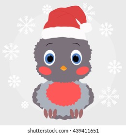 Christmas bird Finch. template postcard greeting. new year vector illustration