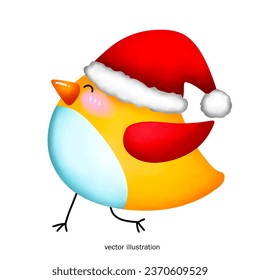 Christmas bird and funny  vector illustration