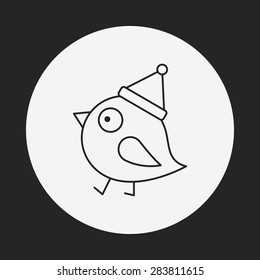 Christmas bird line icon