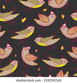 Christmas bird pattern on a gray background