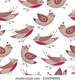 Christmas bird pattern on a white background