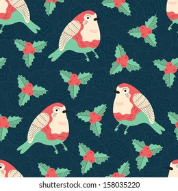 christmas bird seamless pattern 