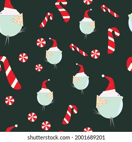 christmas birds and candy pattern