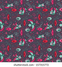 Christmas Birds with ornaments Pattern.