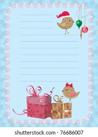 Christmas birds and presents notepad