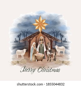 Christmas Birth of Jesus, Virgin Mary And Saint Joseph