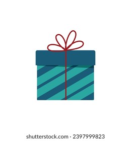 Christmas, Birthday Present, Gift Box on White Background. Gift Wrapping. Vector Illustration