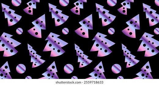 Christmas black background or banner with fir trees in modern gradient style. Christmas tree pattern. Vector illustration EPS 10