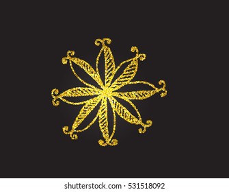 Christmas black background with a gold snowflake. Vector illustration