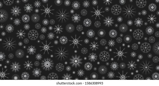 Christmas black background with snow