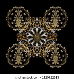 Christmas black, brown and beiges. Vector illustration. Magic black, brown and beige holiday abstract background with star and falling snowflakes.