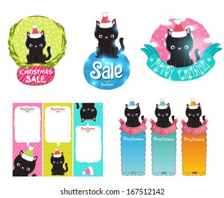 Christmas black cute cat set