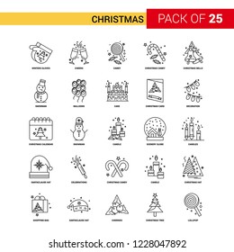Christmas Black Line Icon - 25 Business Outline Icon Set
