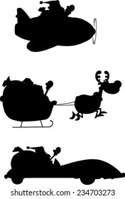 Christmas Black Silhouettes. Vector Collection Set