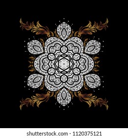 Christmas black, white and browns. Vector illustration. Magic black, white and brown holiday abstract background with star and falling snowflakes.
