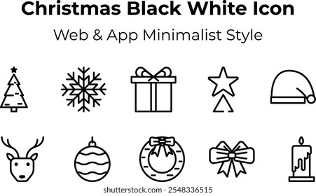 Christmas Black White Icon for end of the year icon | minimalist and simple style