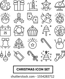 Christmas Black And White Icon Set