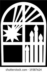 christmas black and white window vector