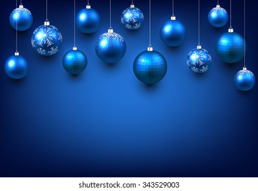 Christmas Blue Background Balls Vector Illustration Stock Vector ...